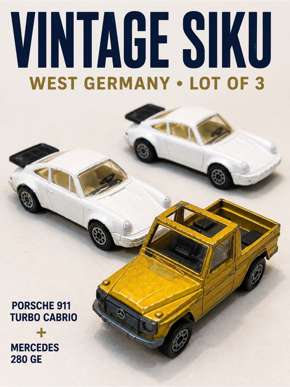 Vintage SIKU West Germany Diecast Lot 2 Porsche 911 Turbo #1059 Mercedes 280 GE
